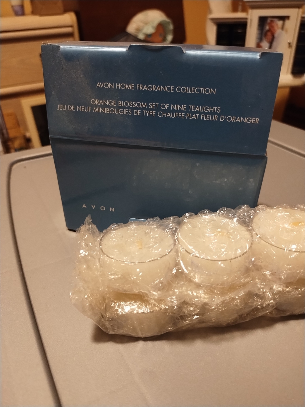 Avon Orange Blossom White Tealight Candles - With 2 Candle Holders